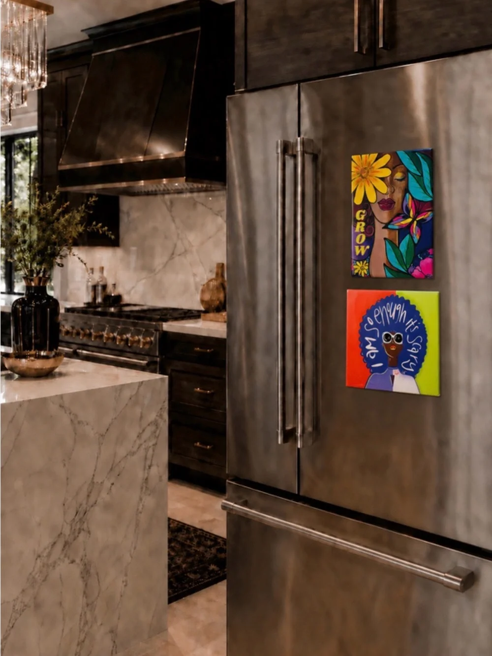 MAGNETS: Colorful Inspirational Magnet Set w/Afrocentric Designs, EUC
